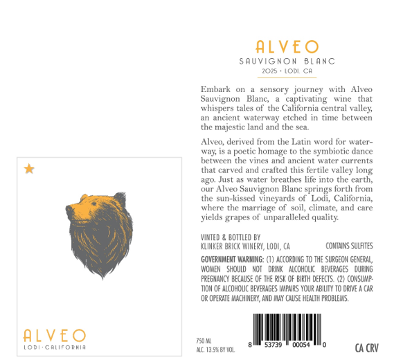 TABC label artwork for Alveo Sauvignon Blanc