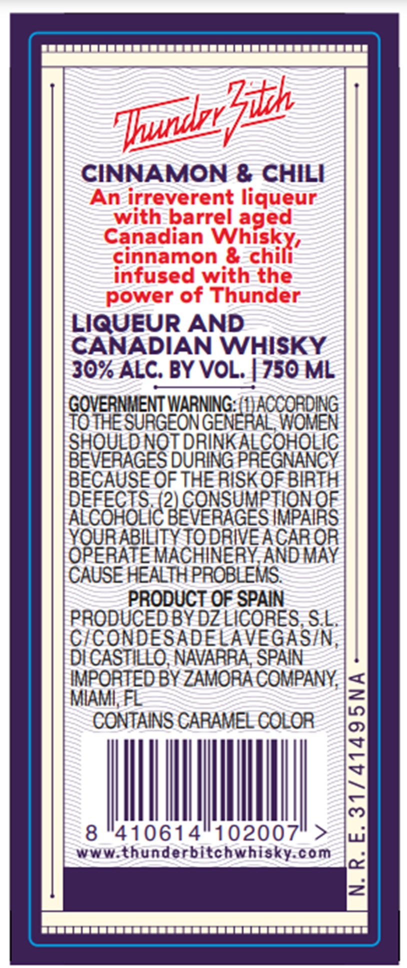TABC label artwork for Thunder Bitch CINNAMON & CHILI
