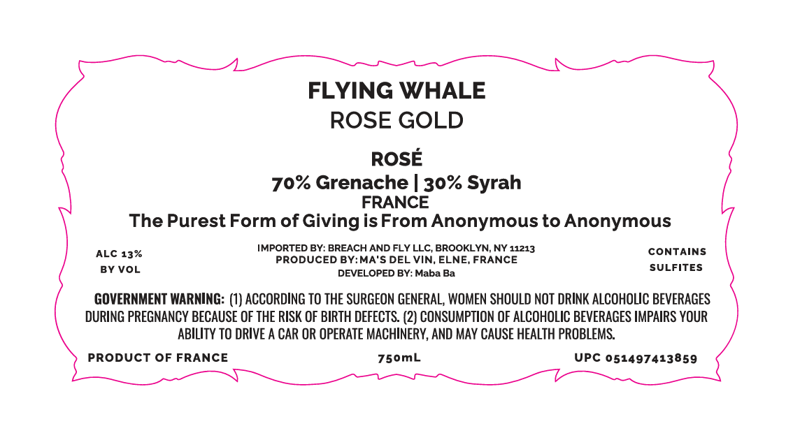 TABC label artwork for Flying Whale Rose Gold Rose