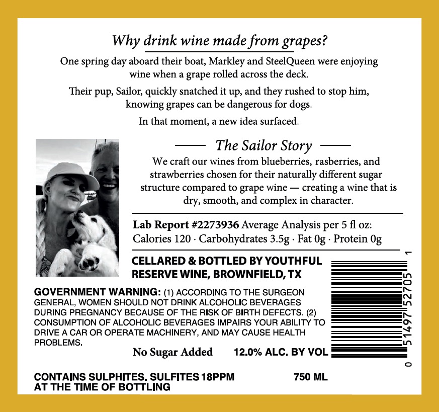 TABC label artwork for YOUTHFUL RESERVE FRAMBOISE