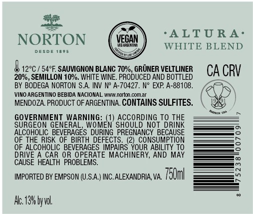 TABC label artwork for NORTON ALTURA WHITE