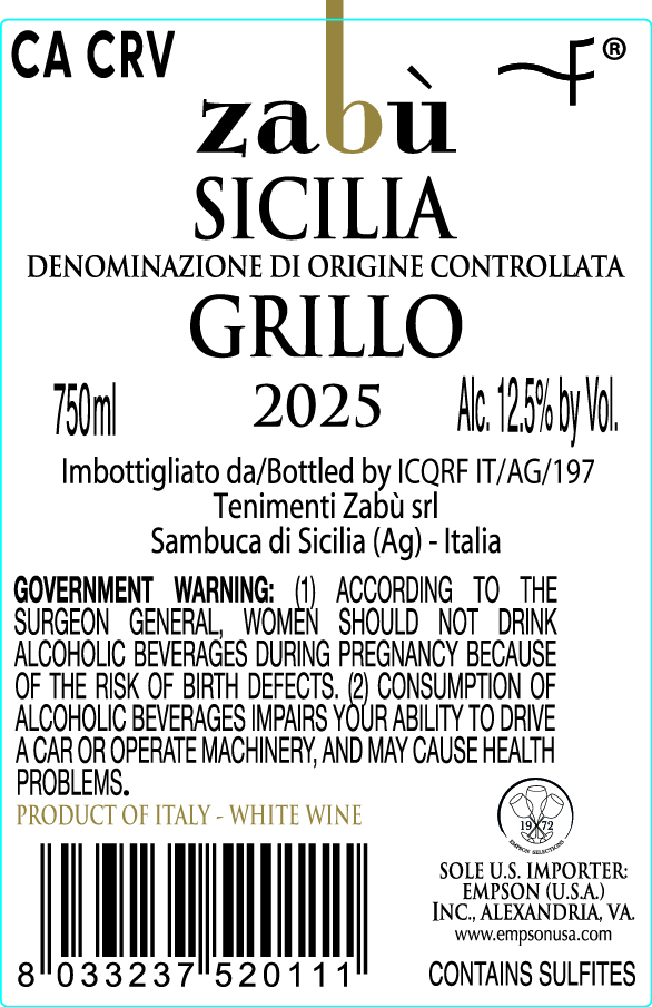 TABC label artwork for ZABU GRILLO