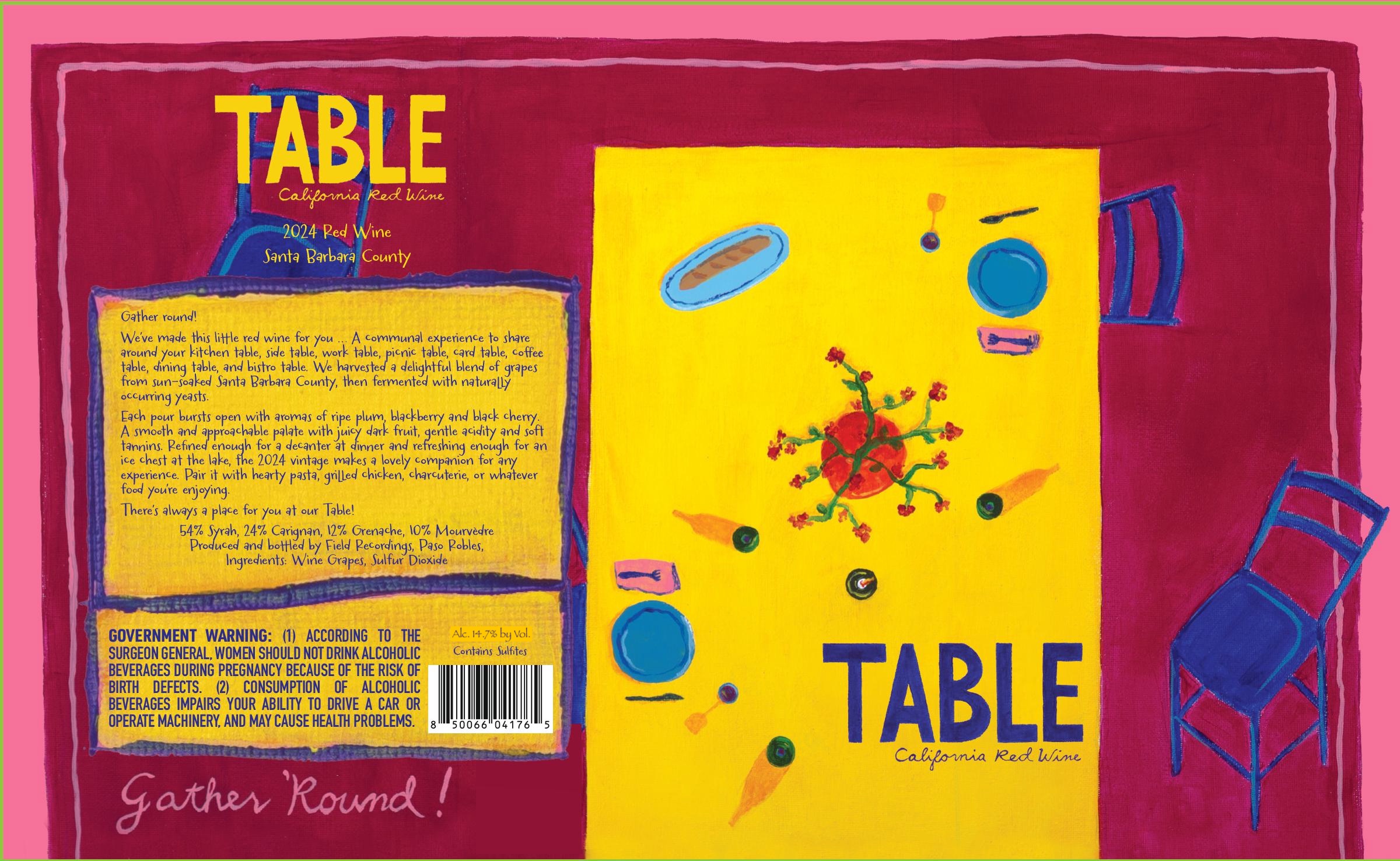 TABC label artwork for TABLE RED WINE SANTA BARBARA COUNTY