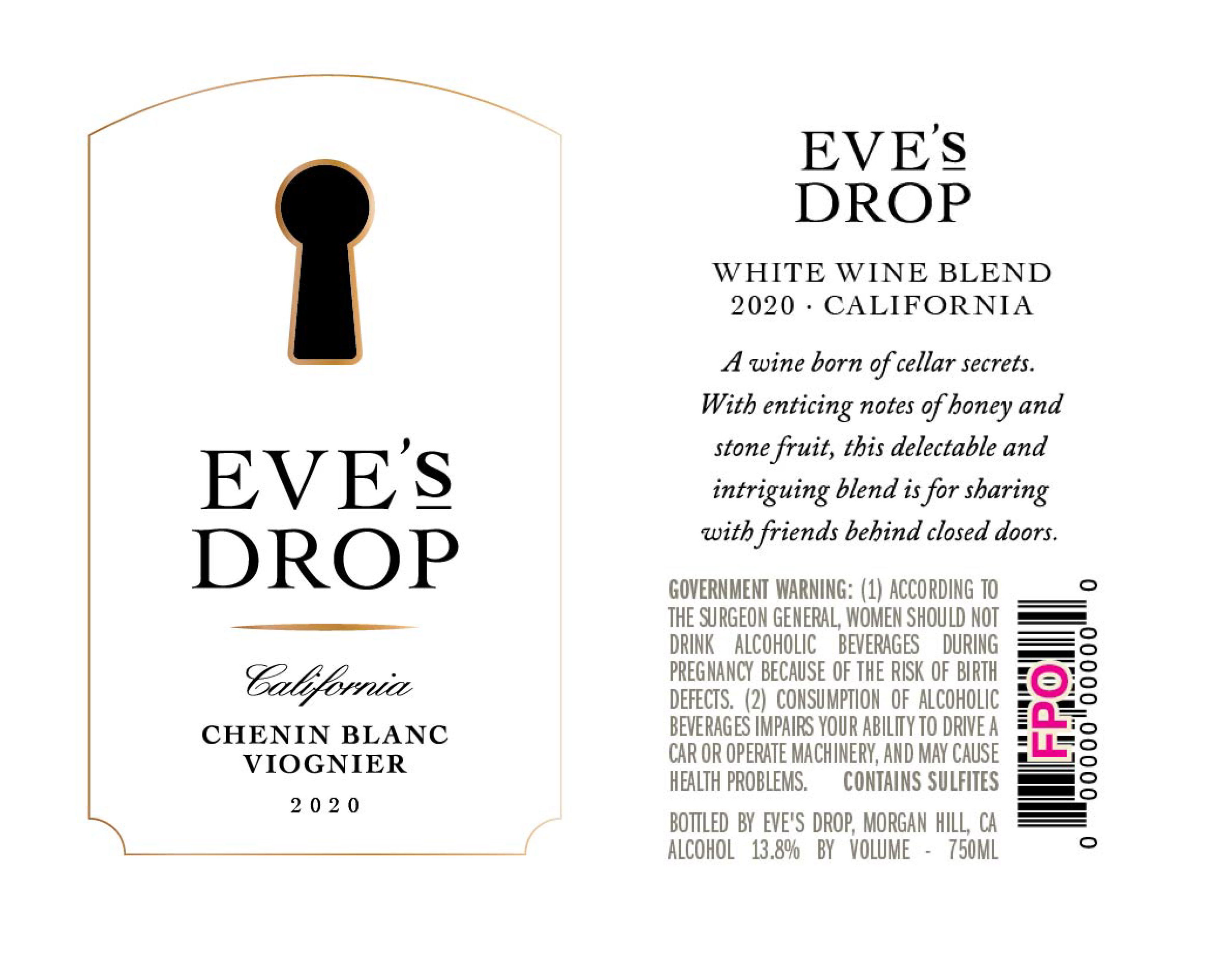 TABC label artwork for EVE'S DROP CHENIN BLANC/VIOGNIER CALIFORNIA