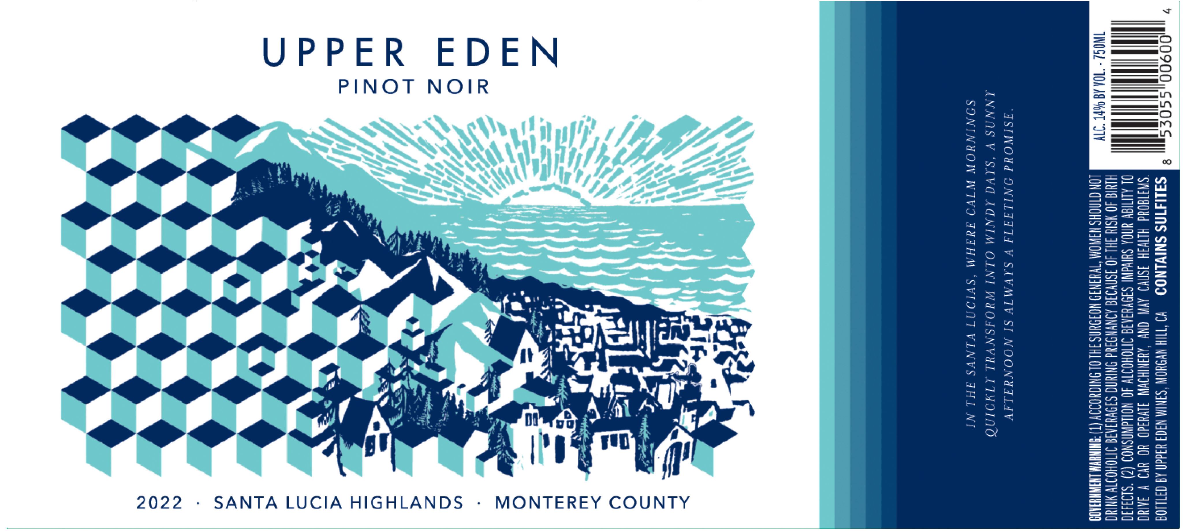 TABC label artwork for UPPER EDEN PINOT NOIR SANTA LUCIA HIGHLANDS MONTEREY COUNTY