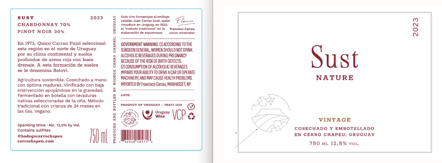 TABC label artwork for SUST Vintage Nature Chardonnay Pinot Noir