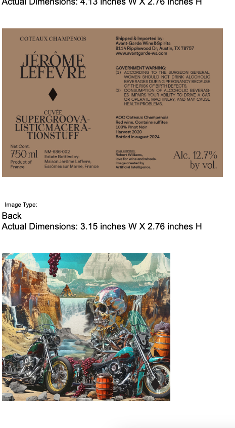 TABC label artwork for JEROME LEFEVRE SUPERGROOVALISTICMACERATIONSTUFF