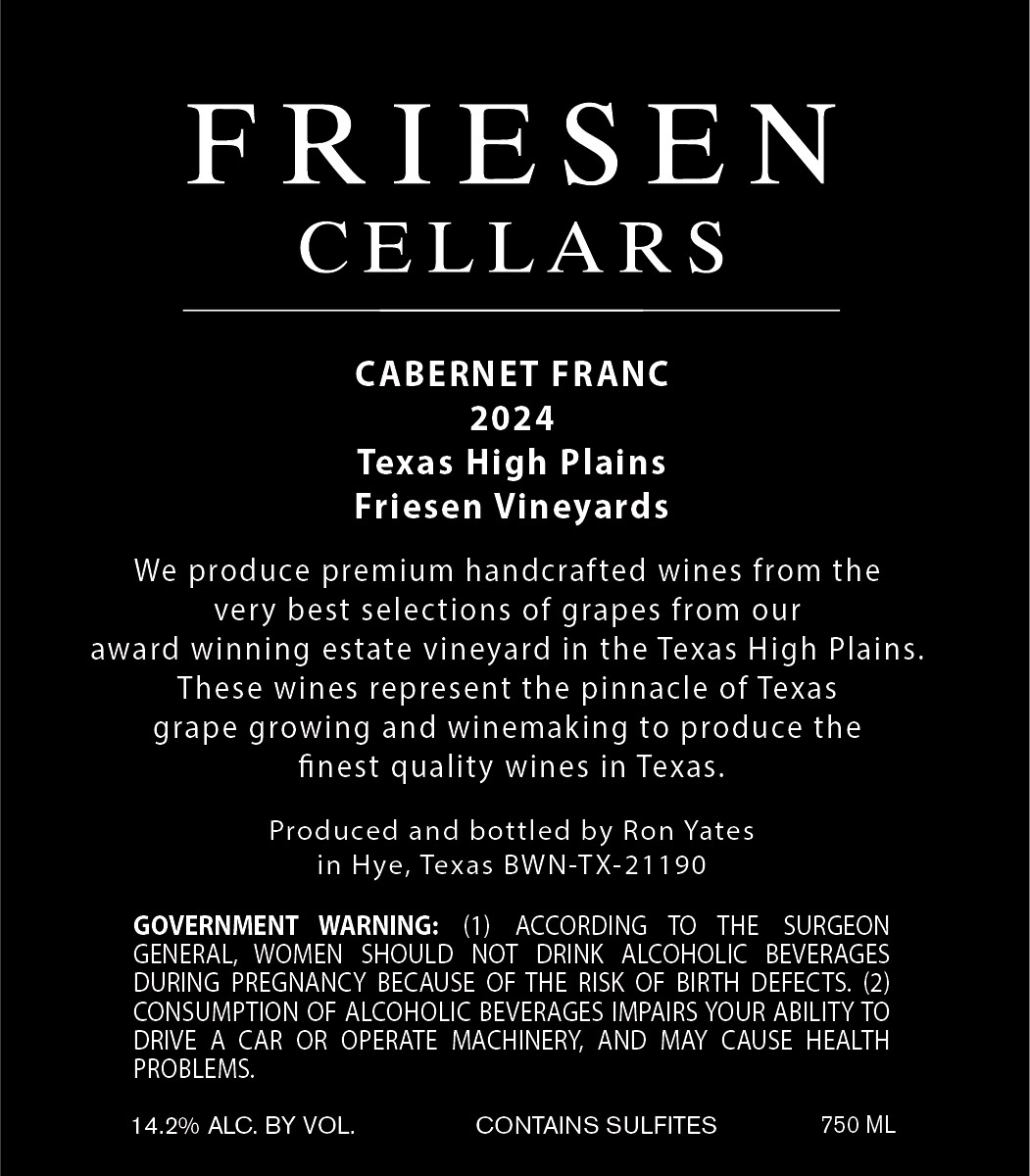TABC label artwork for CABERNET FRANC