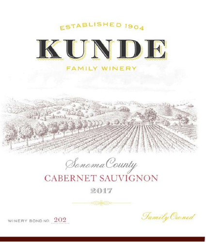 TABC label artwork for Kunde Sonoma County Cabernet Sauvignon