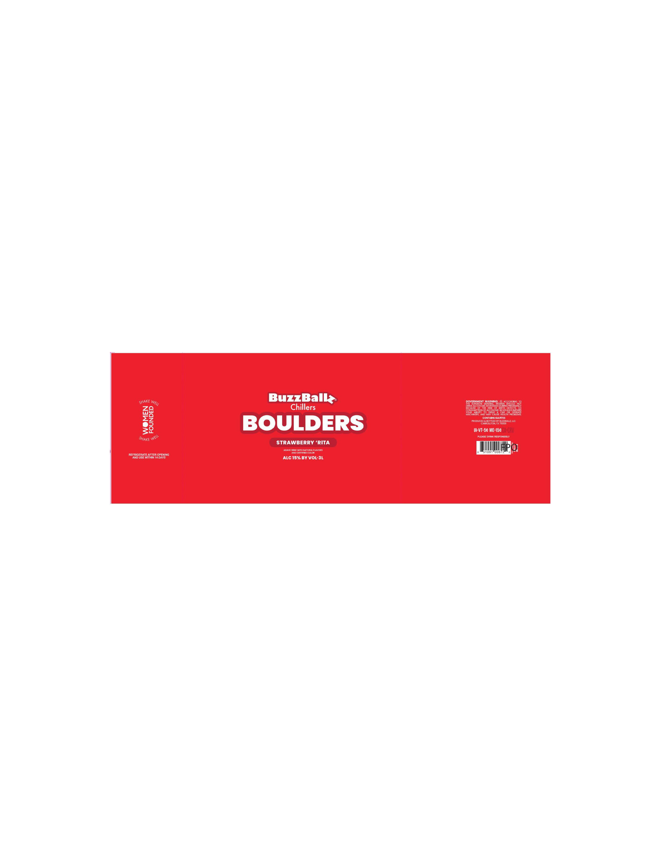 TABC label artwork for BuzzBallz Chillers Boulders Strawberry 'Rita
