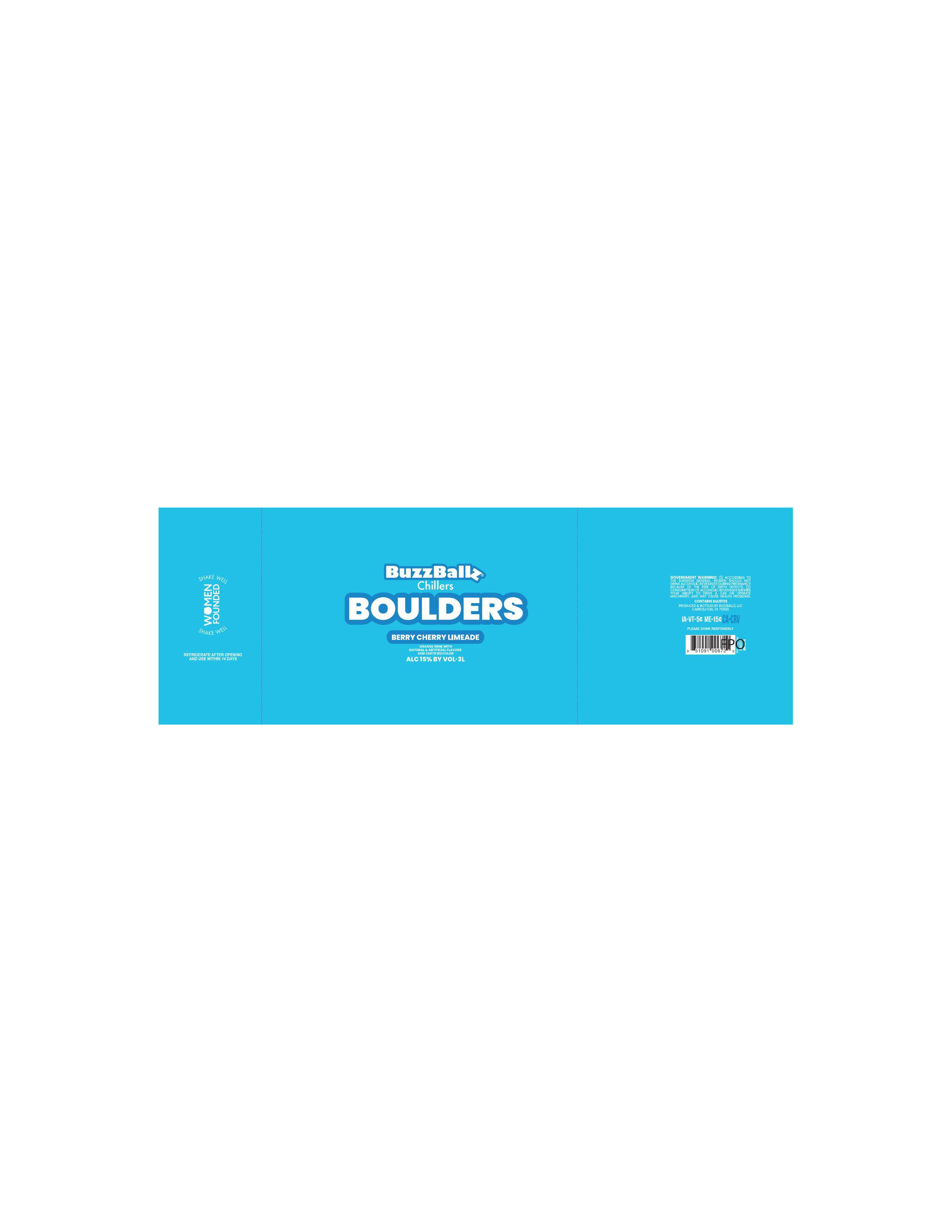 TABC label artwork for BuzzBallz Chillers Boulders Berry Cherry Limeade
