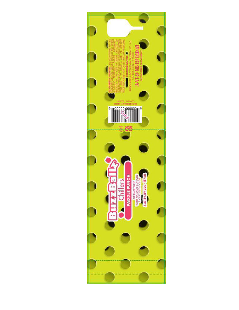 TABC label artwork for BuzzBallz Chillers Paddle Punch