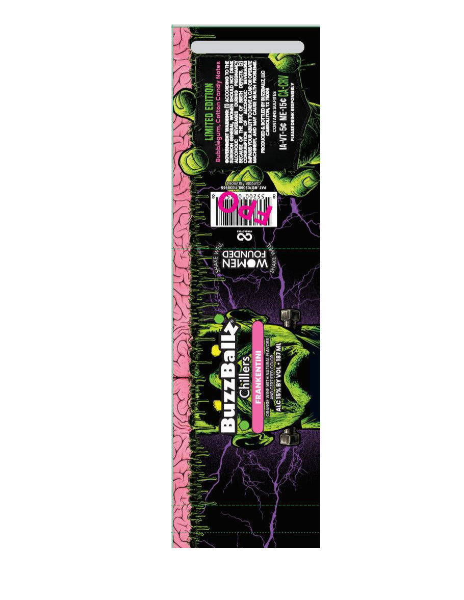 TABC label artwork for BuzzBallz Chillers Frankentini