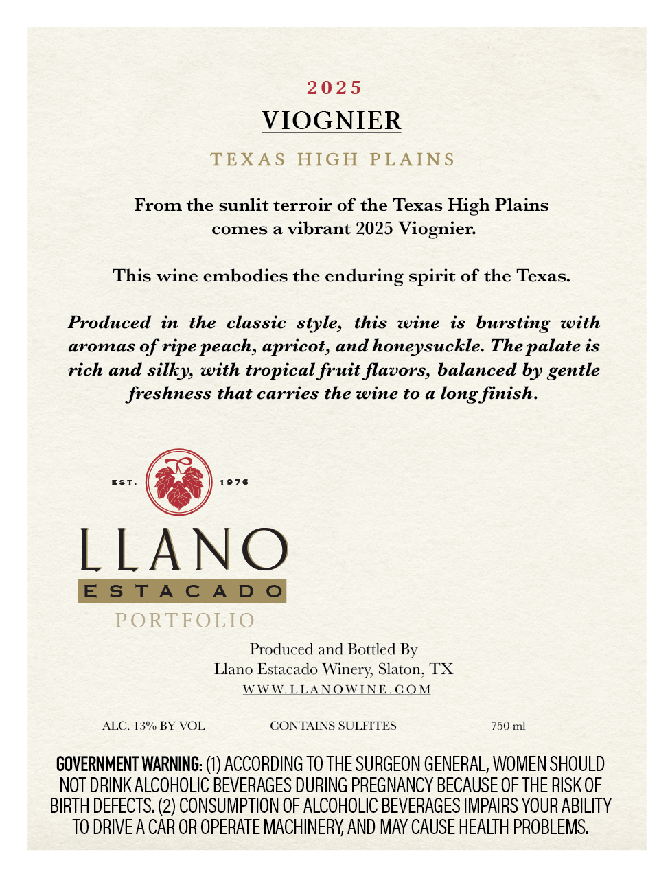 TABC label artwork for LLANO ESTACADO SUMMER MOON VIOGINER