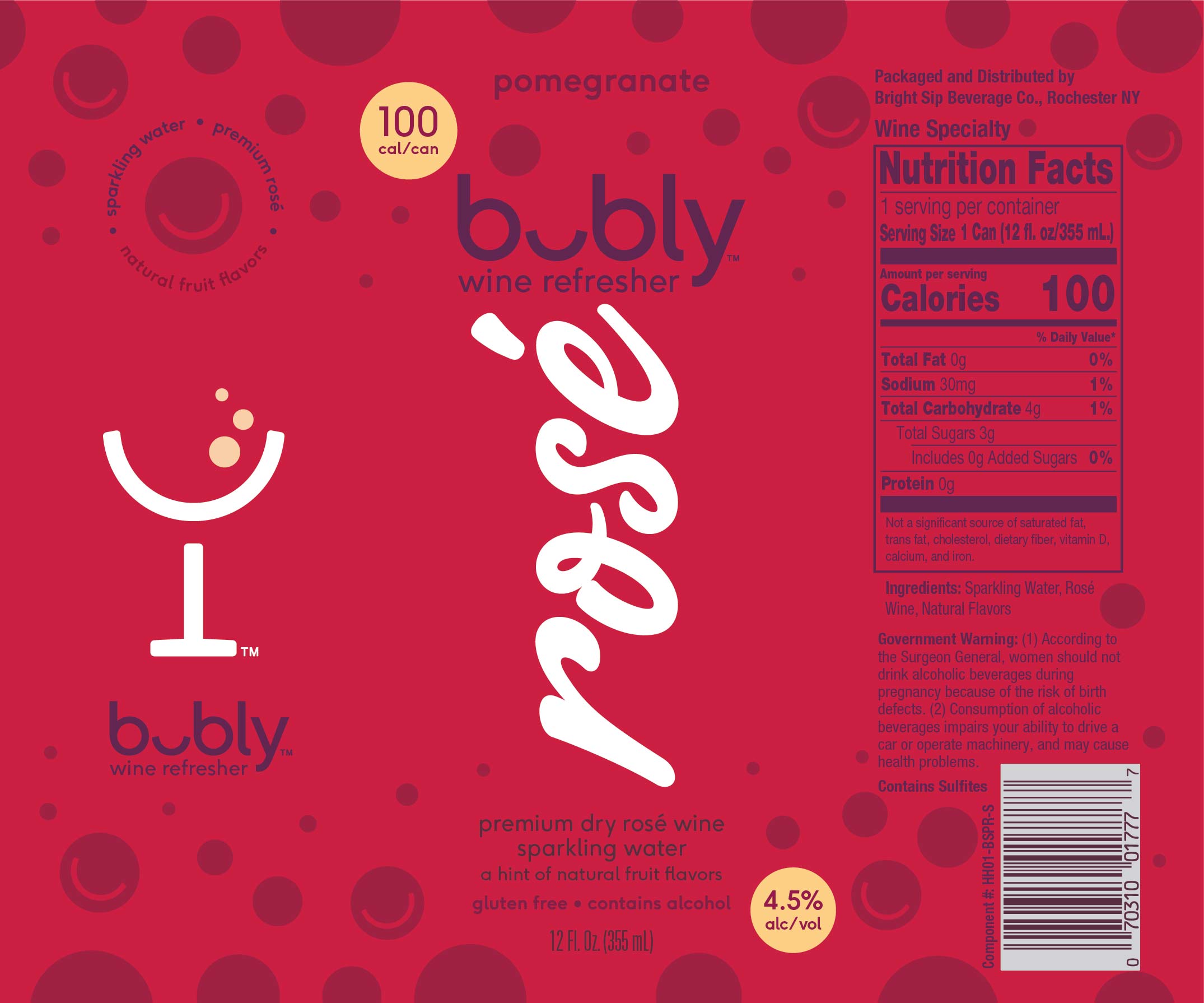 TABC label artwork for Bubly Wine Refresher Pomegranate