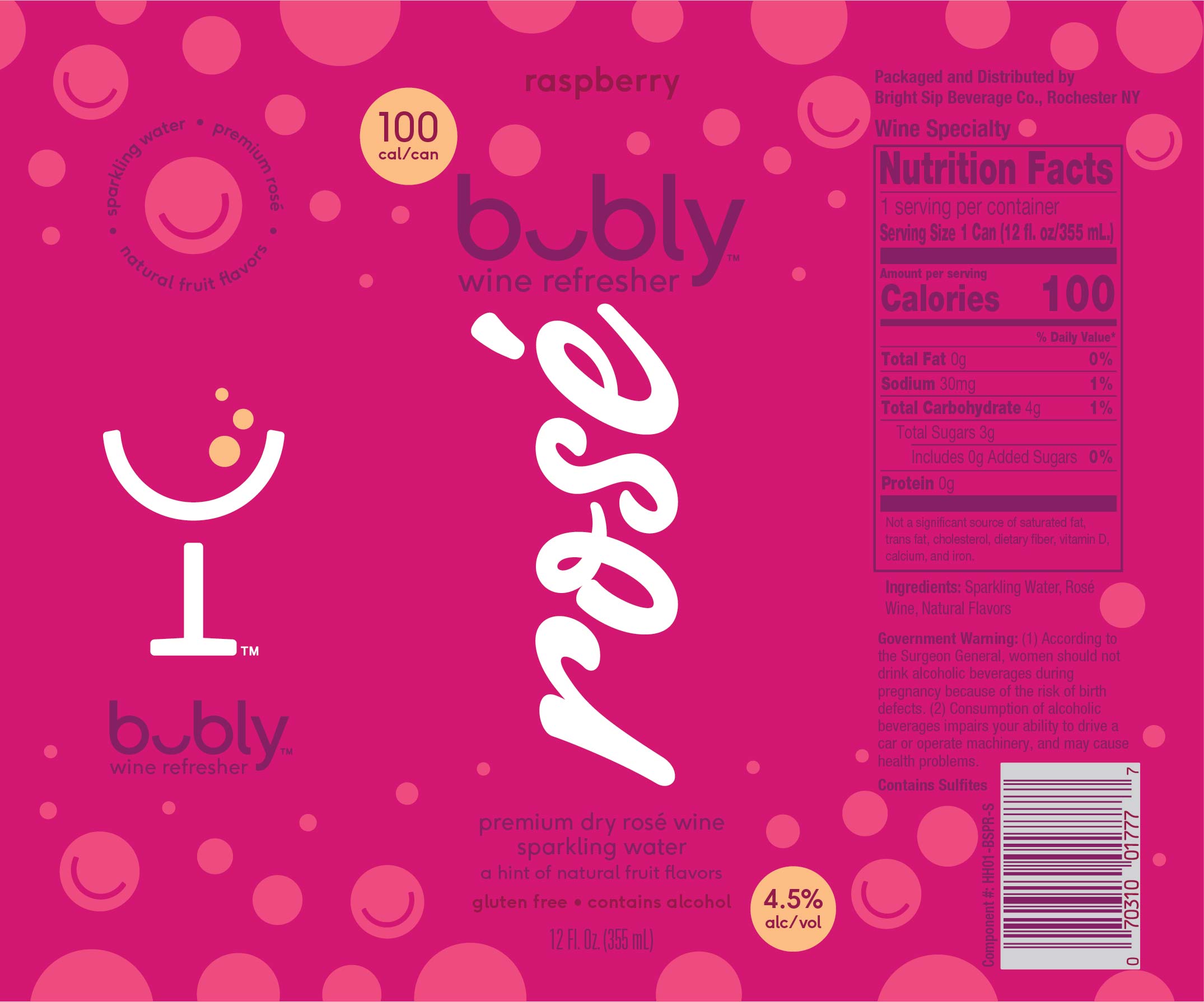 TABC label artwork for Bubly Wine Refresher Raspberry