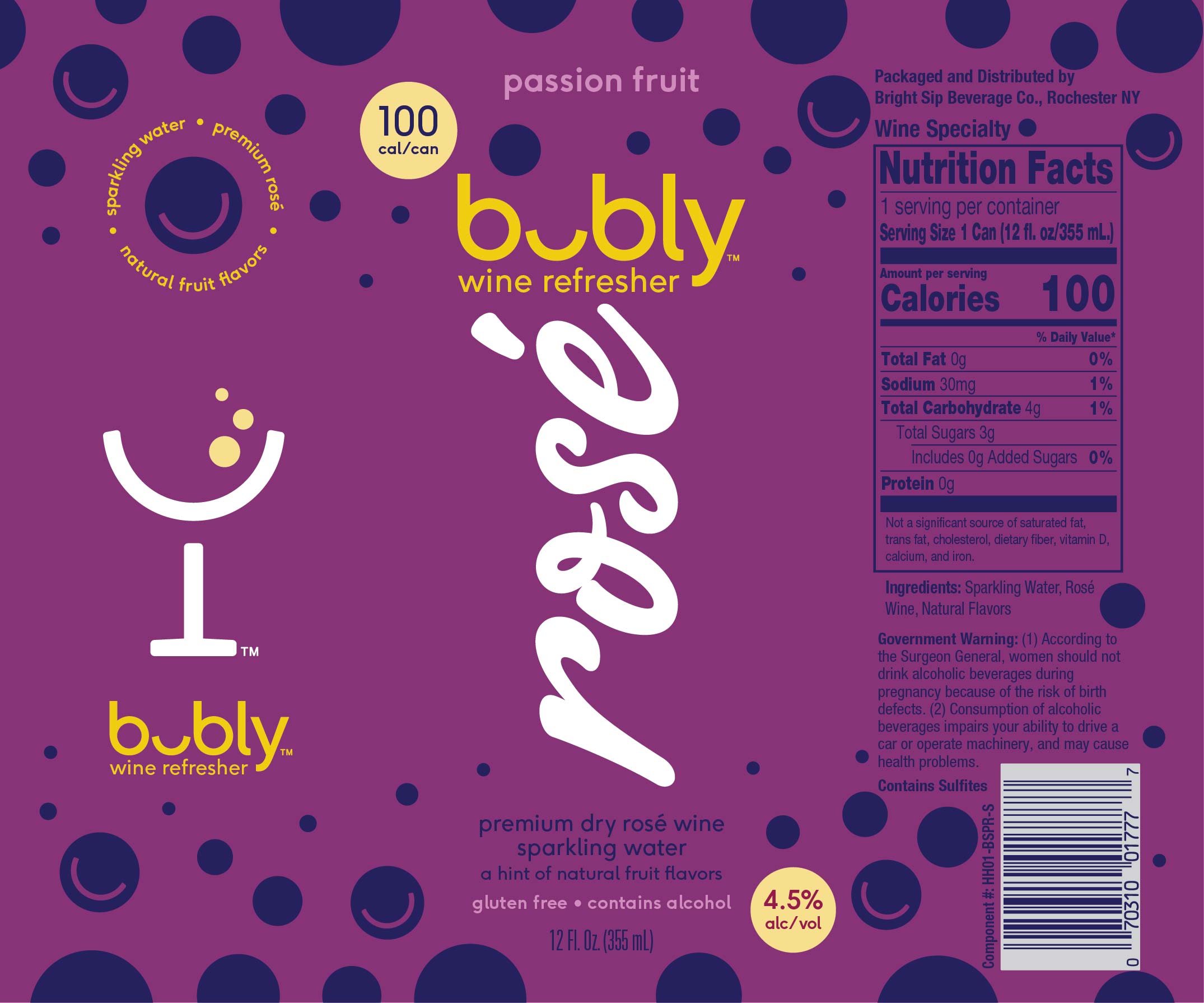 TABC label artwork for Bubly Wine Refresher Passion Fruit