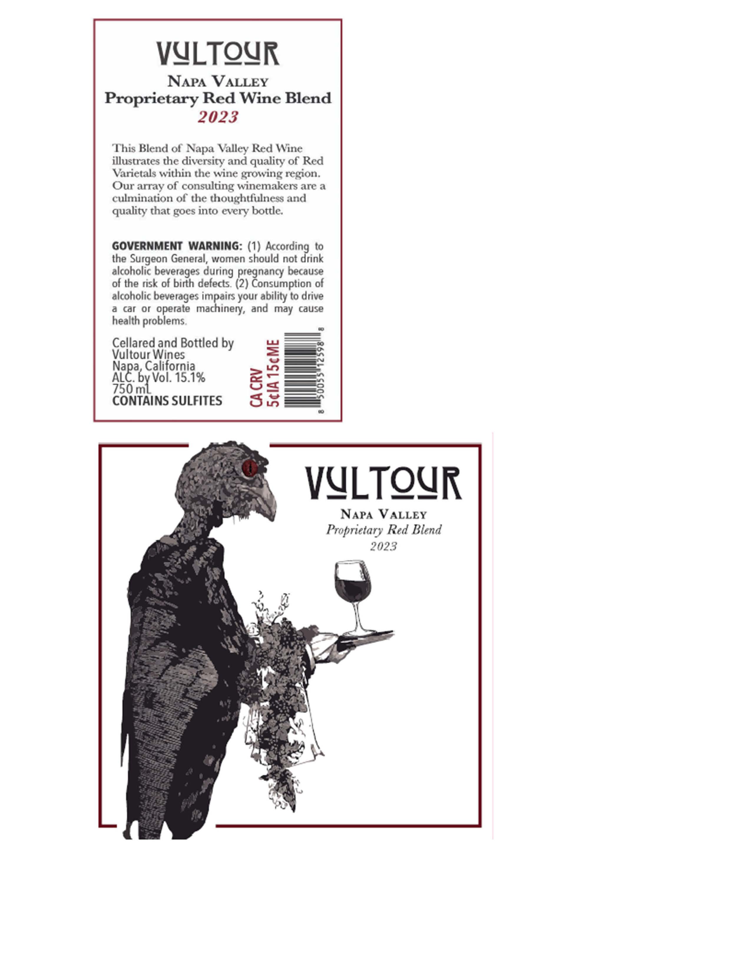 TABC label artwork for Vultour Proprietary