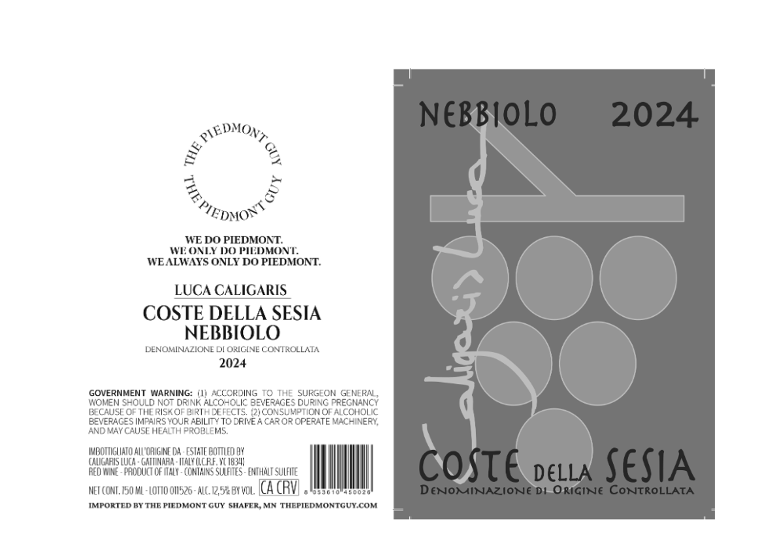 TABC label artwork for CALIGARIS LUCA NEBBIOLO COSTE DELLA SESIA