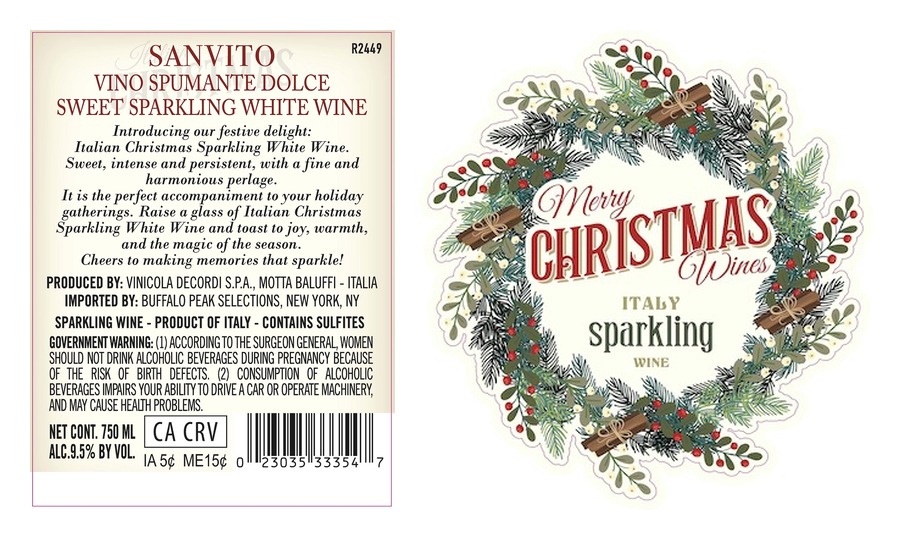 TABC label artwork for San Vito Sparkling Christmas Wine