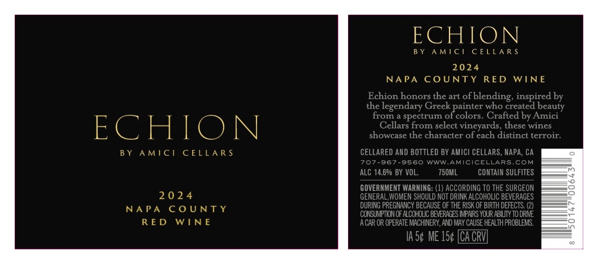 TABC label artwork for Echion Red Wine Napa Valley by Amici Cellars