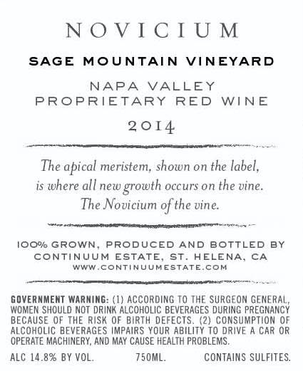 TABC label artwork for NOVICIUM SAGE MOUNTAIN VINEYARD RED BLEND