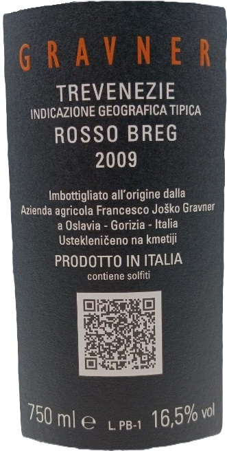 TABC label artwork for GRAVNER ROSSO BREG