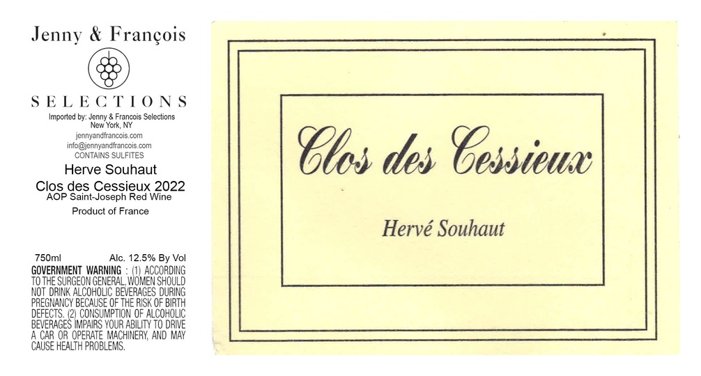 TABC label artwork for Herve Souhaut, Clos des Cessieux