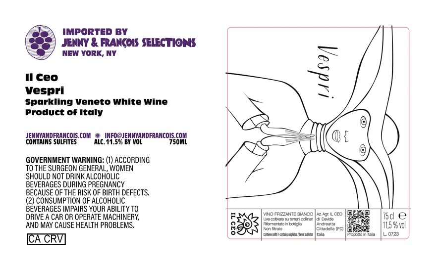 TABC label artwork for Il Ceo, Vespri