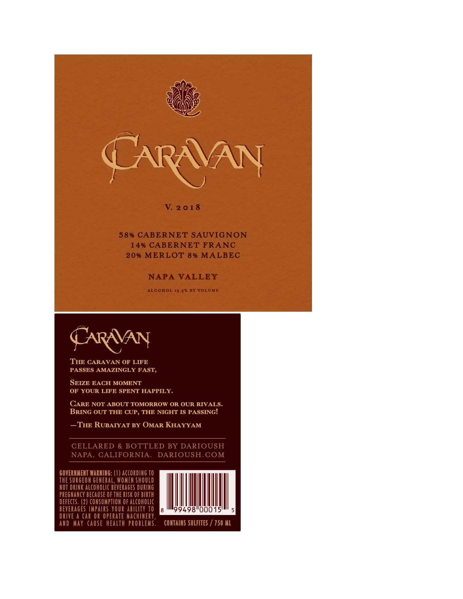 TABC label artwork for Caravan Red Blend, Napa Valley