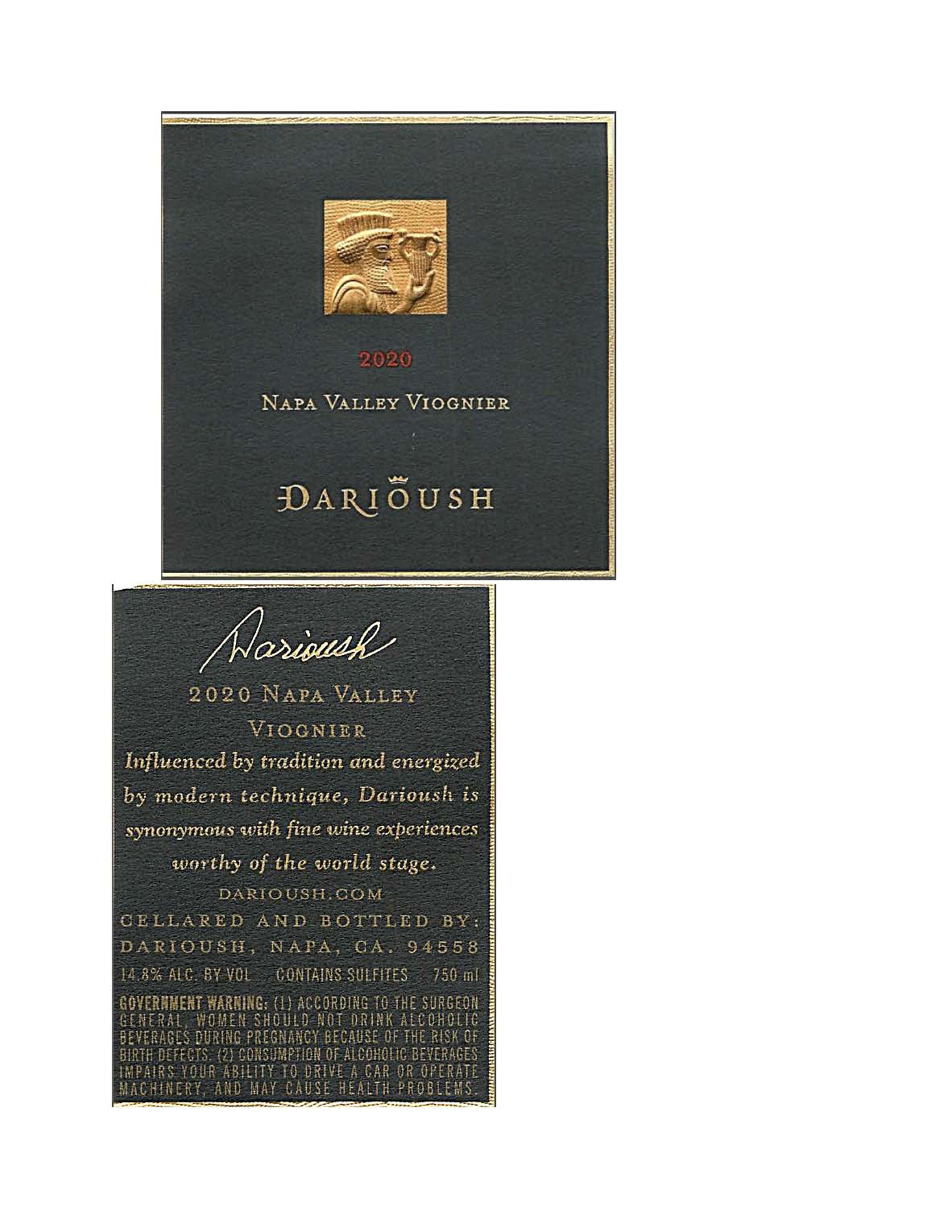 TABC label artwork for Darioush Viognier, Napa Valley