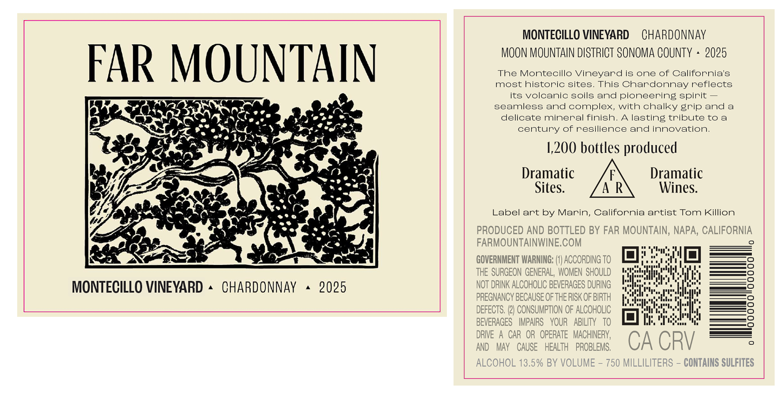 TABC label artwork for Far Mountain Montecillo Chardonnay Moon Mountain District Sonoma County