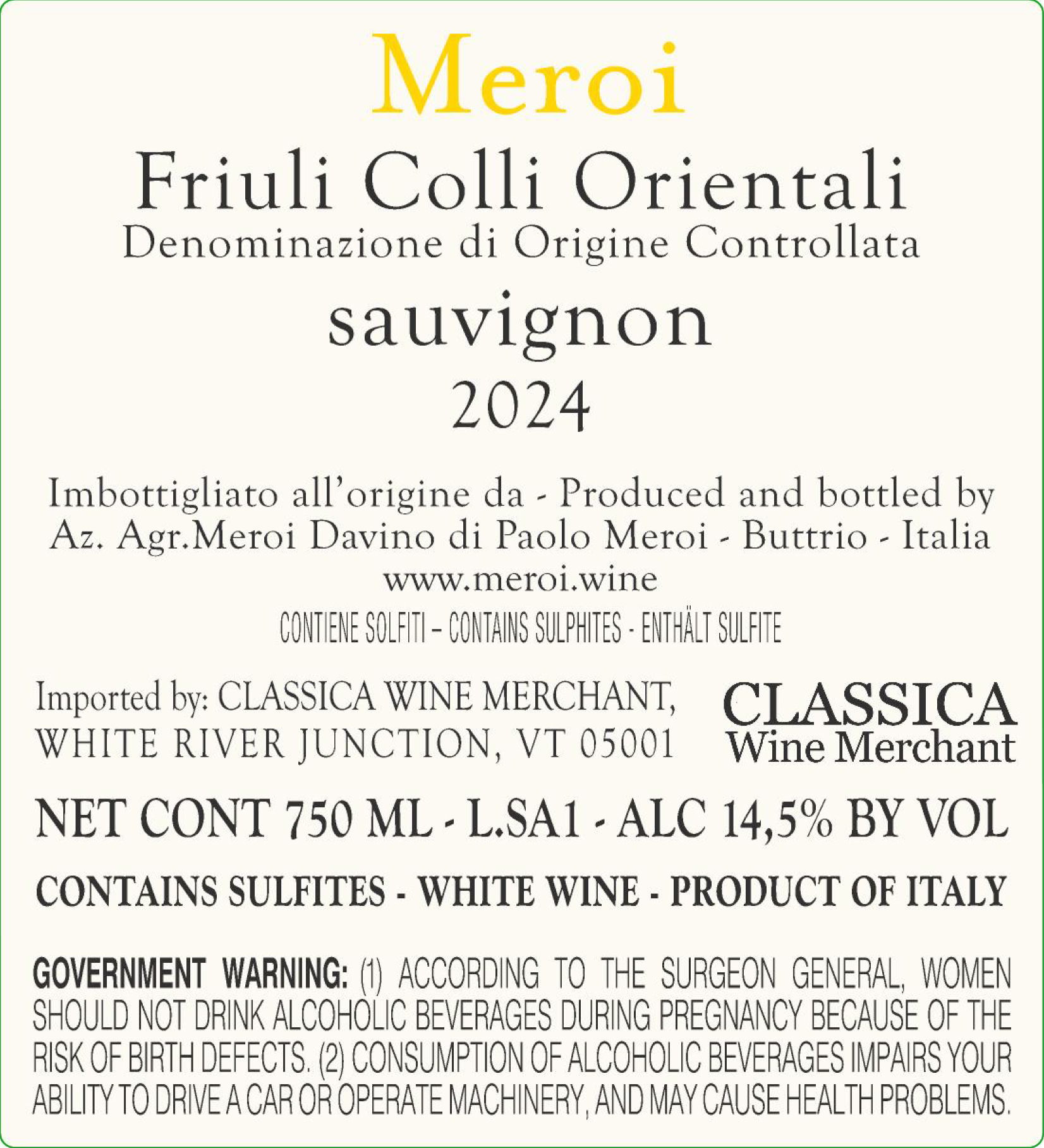 TABC label artwork for Meroi Sauvignon Blanc