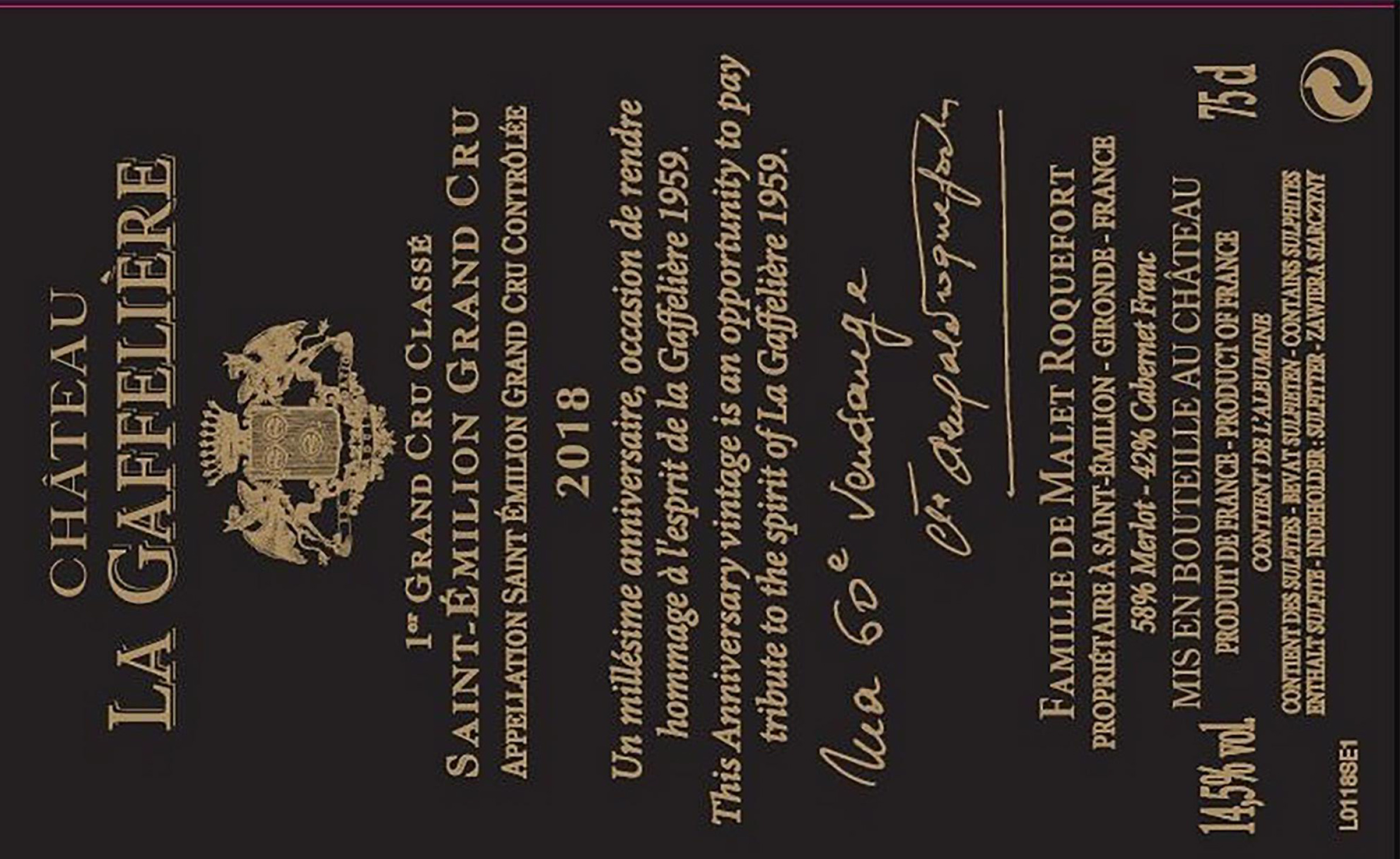 TABC label artwork for Chateau La Gaffeliere St. Emilion