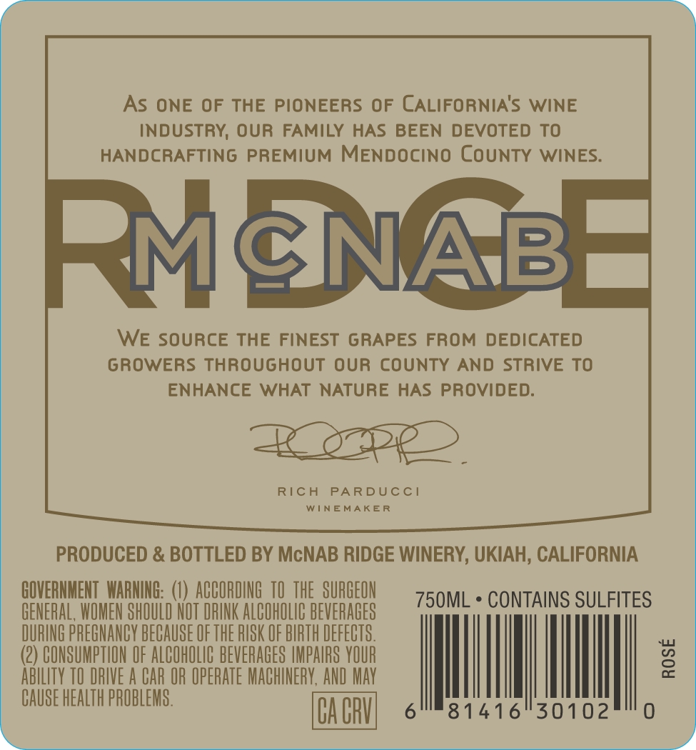 TABC label artwork for McNab Mendocino County Rose Wine