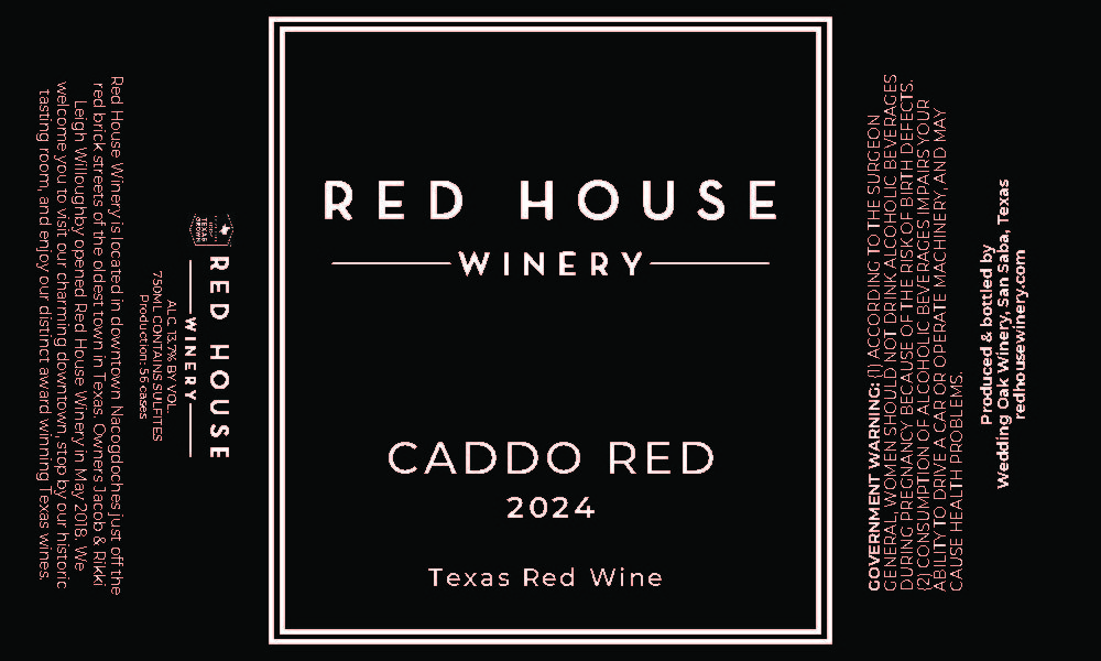 TABC label artwork for Red House Winery Caddo Red