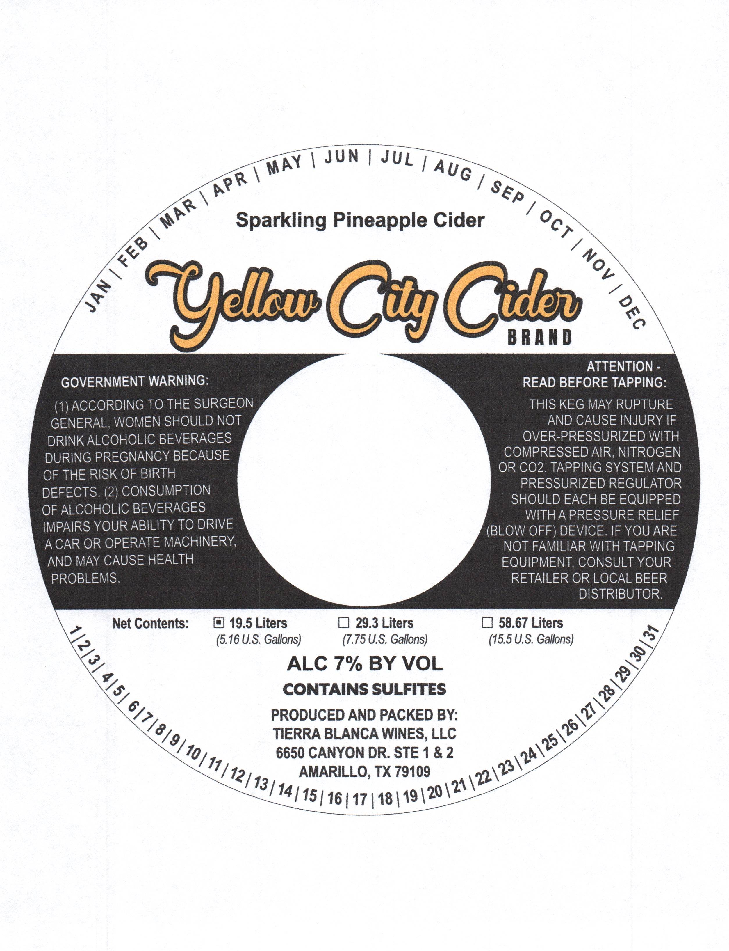 TABC label artwork for Sparkling Pineapple Cider