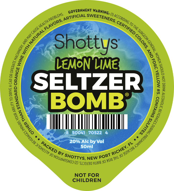 TABC label artwork for Shottys Lemon Lime Seltzer Bomb