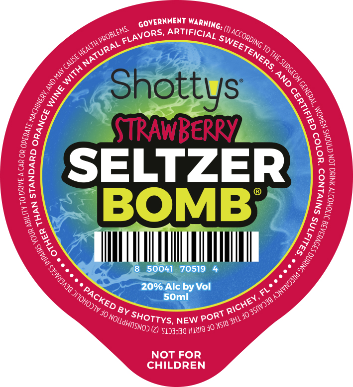 TABC label artwork for Shottys Strawberry Seltzer Bomb