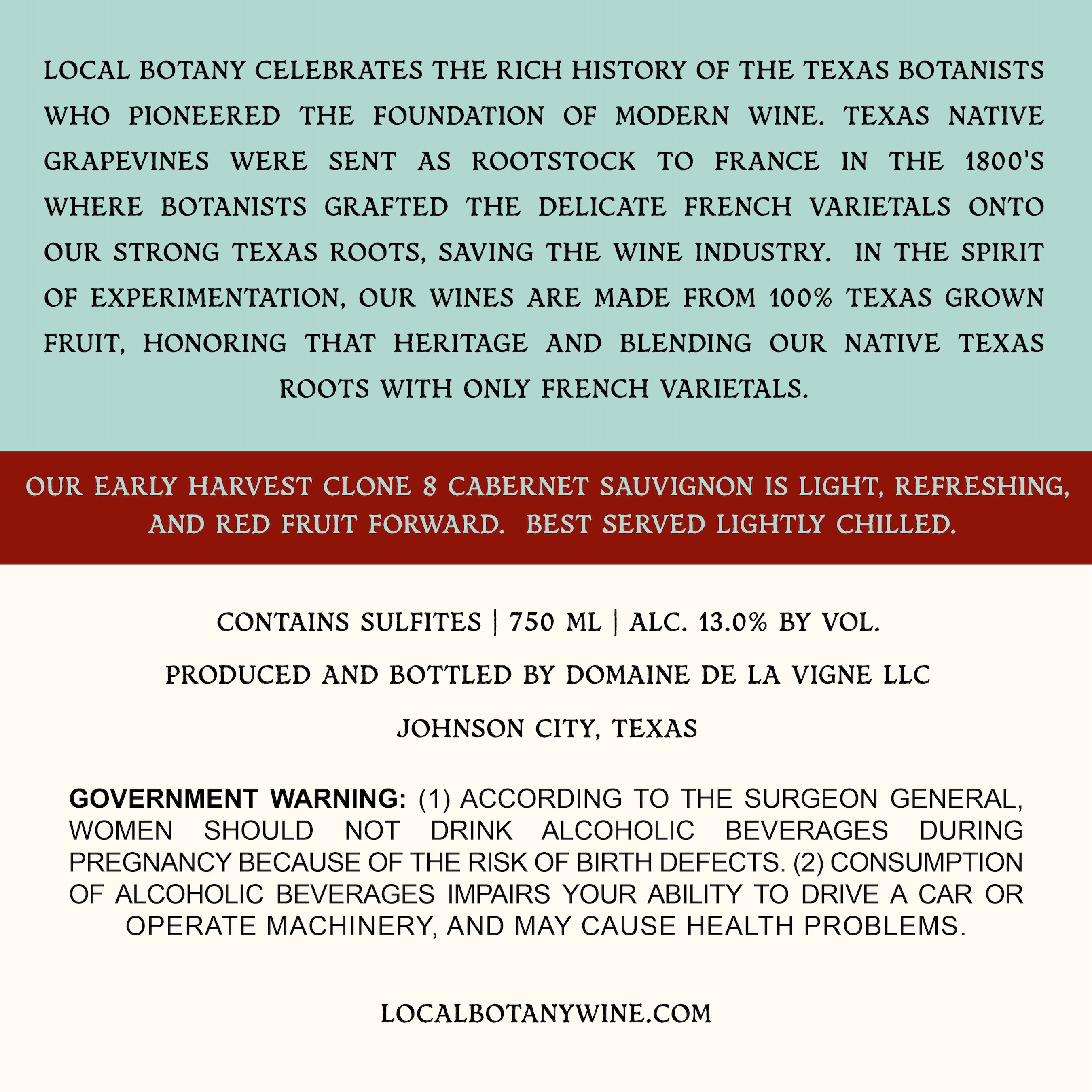 TABC label artwork for Local Botany Glou Glou Cabernet Sauvignon