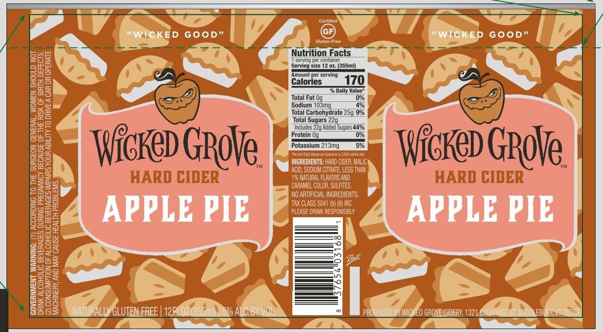 TABC label artwork for Wicked Grove Hard Cider Apple Pie