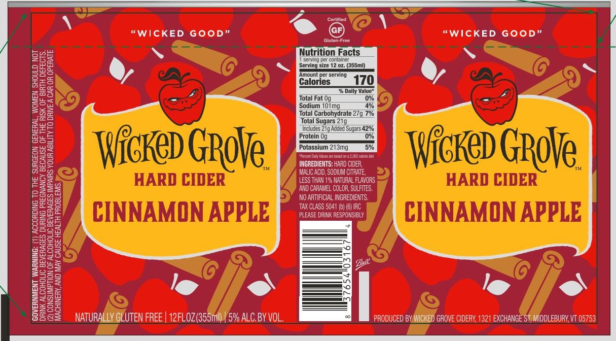 TABC label artwork for Wicked Grove Hard Cider Cinnamon Apple
