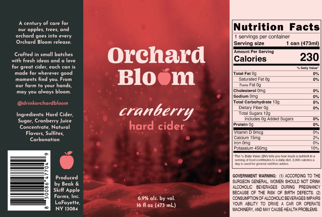 TABC label artwork for Orchard Bloom Cranberry Hard Cider