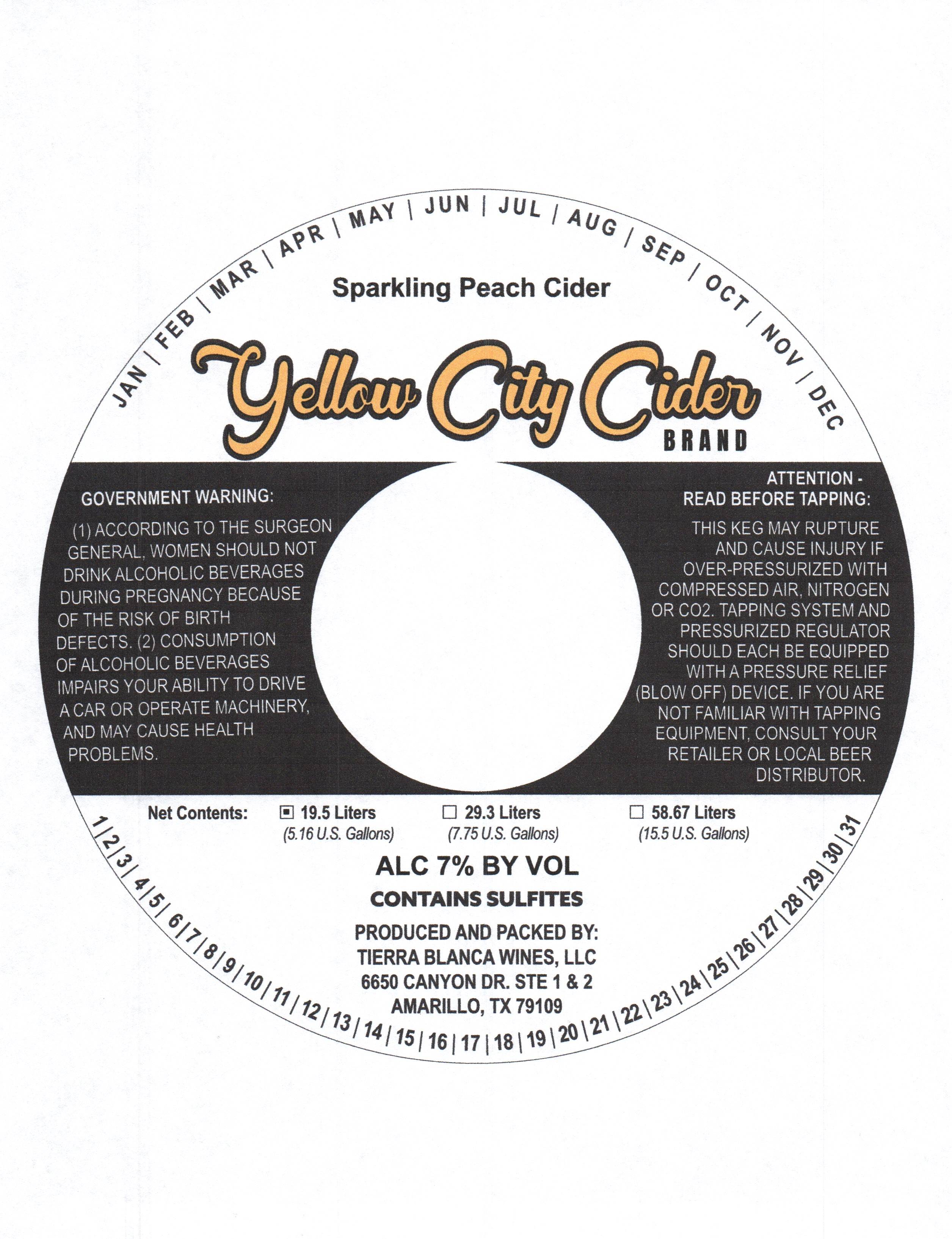 TABC label artwork for Sparkling Peach Cider