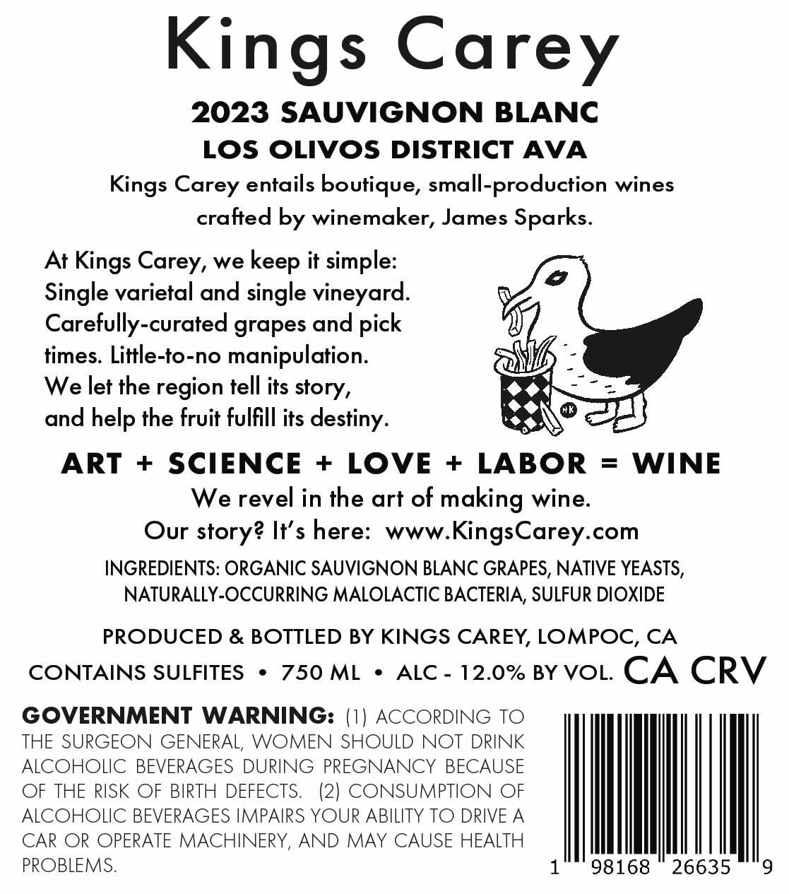 TABC label artwork for Sauvignon Blanc