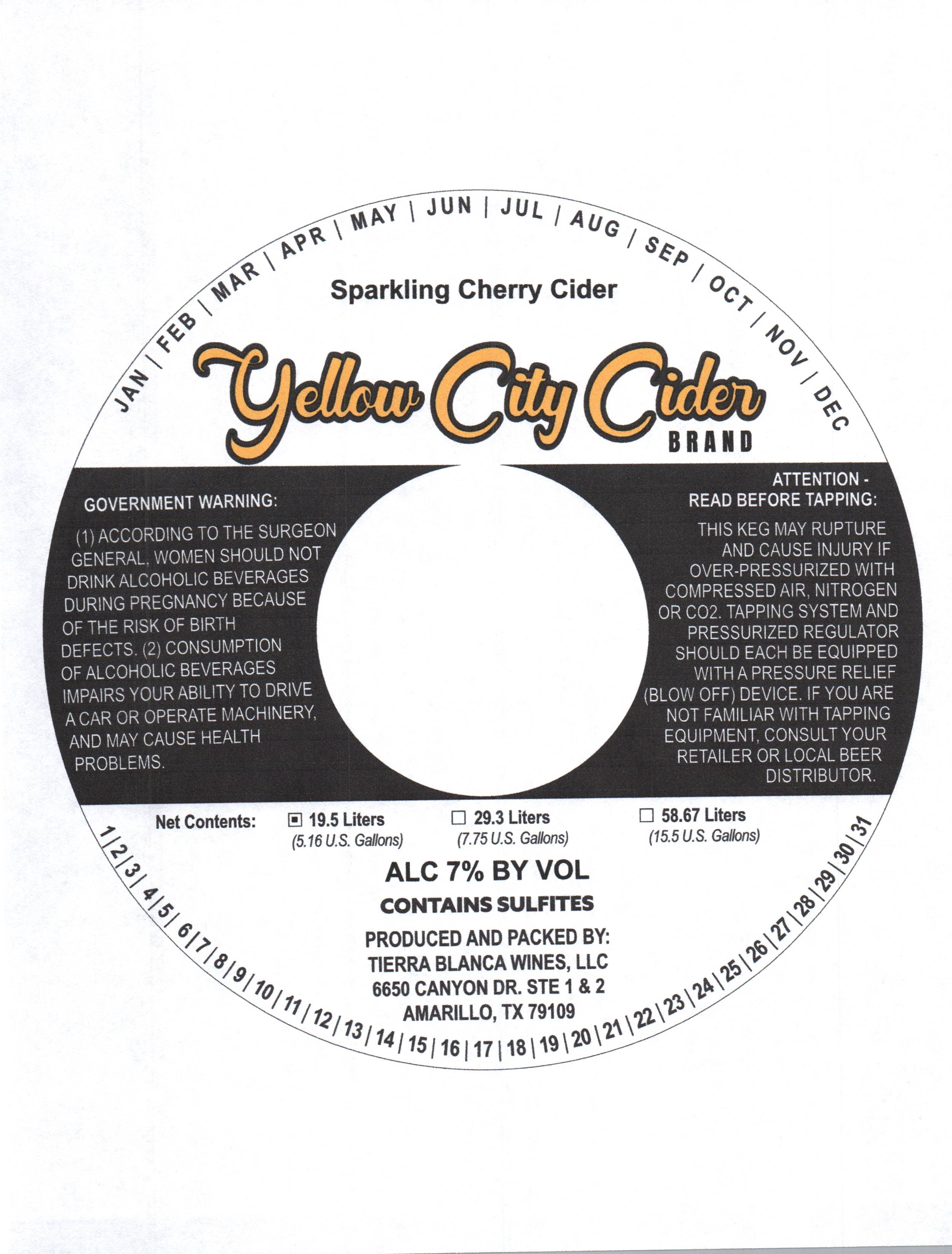 TABC label artwork for Sparkling Cherry Cider