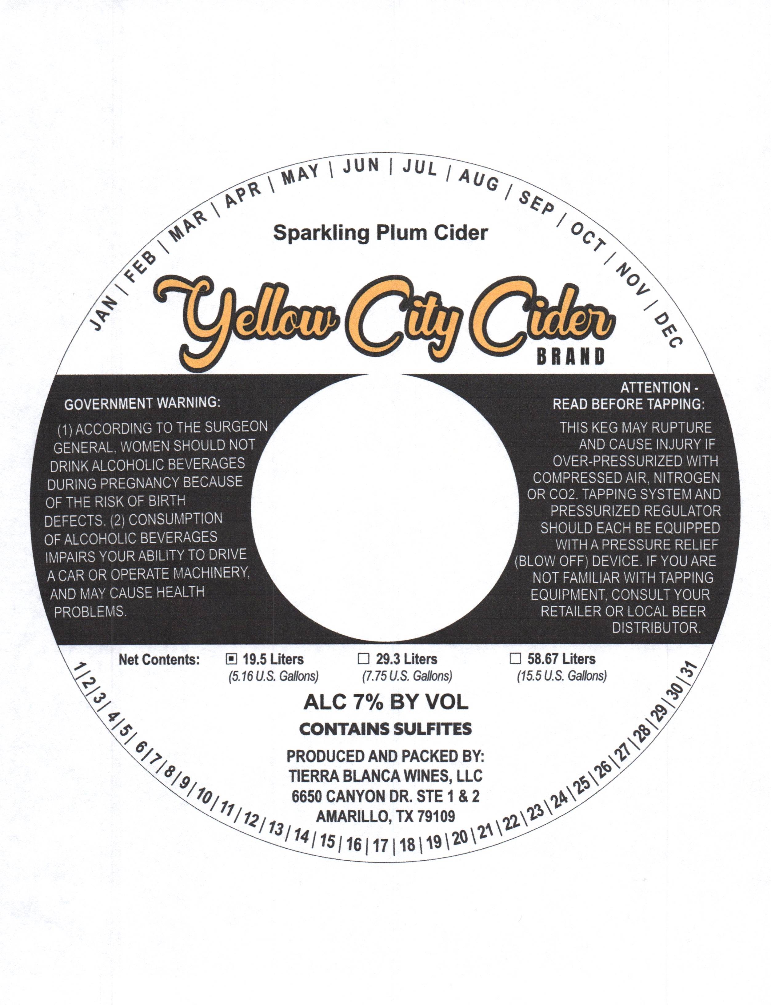 TABC label artwork for Sparkling Plum Cider
