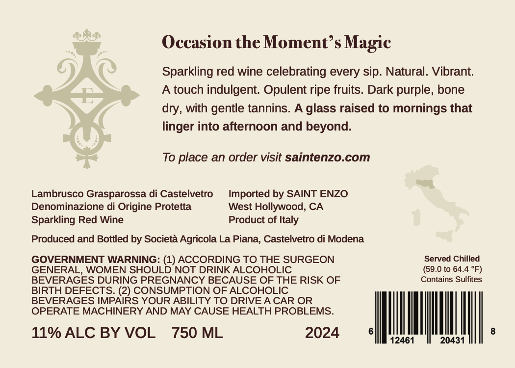 TABC label artwork for Saint Enzo Lambrusco Grasparossa