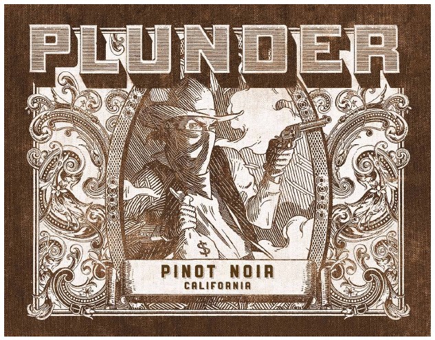 TABC label artwork for Plunder Pinot Noir