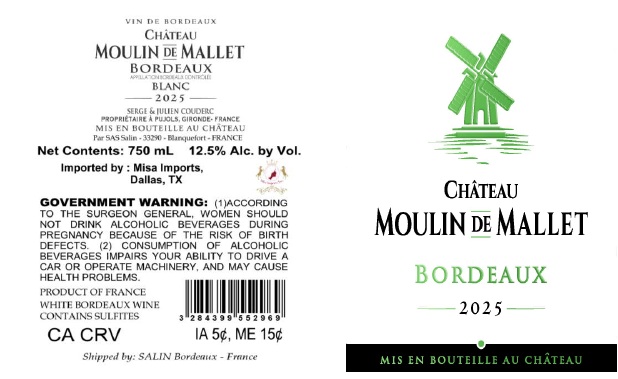 TABC label artwork for CHATEAU MOULIN DE MALLET BORDEAUX